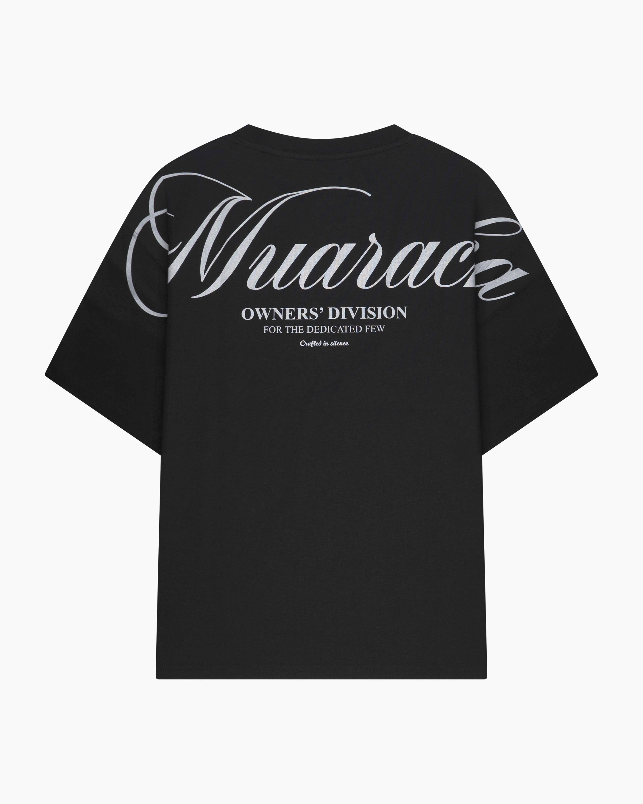 Muaracha Owners' Division Tee black back view bold script backprint