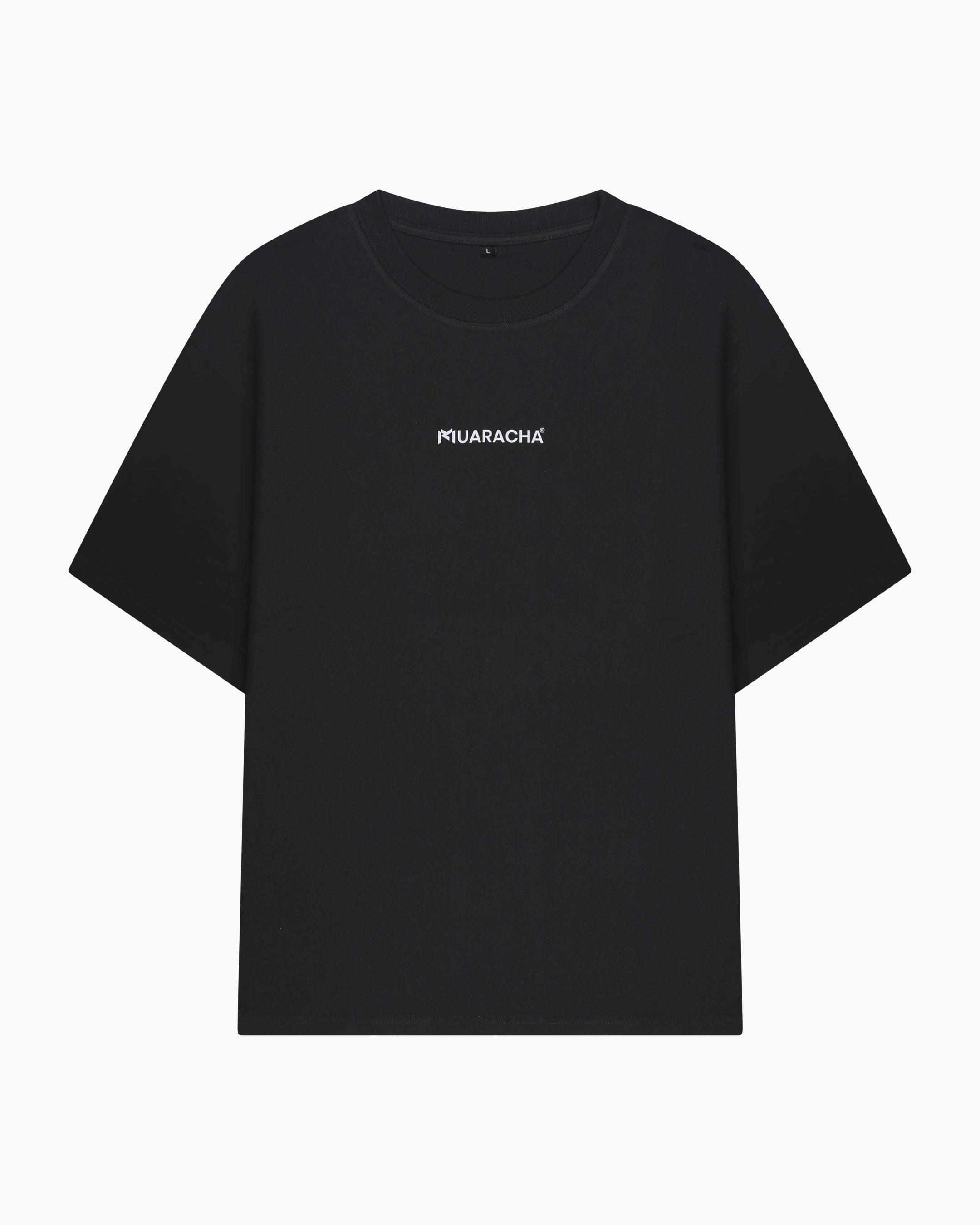 Muaracha Deep Roots Oversize Tee – Black, voorkant met klein borstlogo